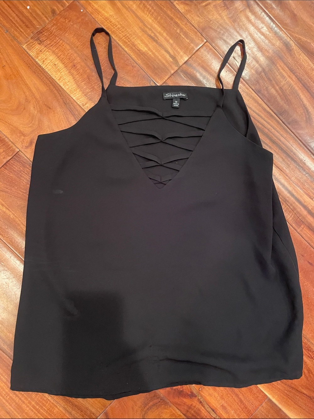 Shinestar Black Strappy V-Neck Camisole